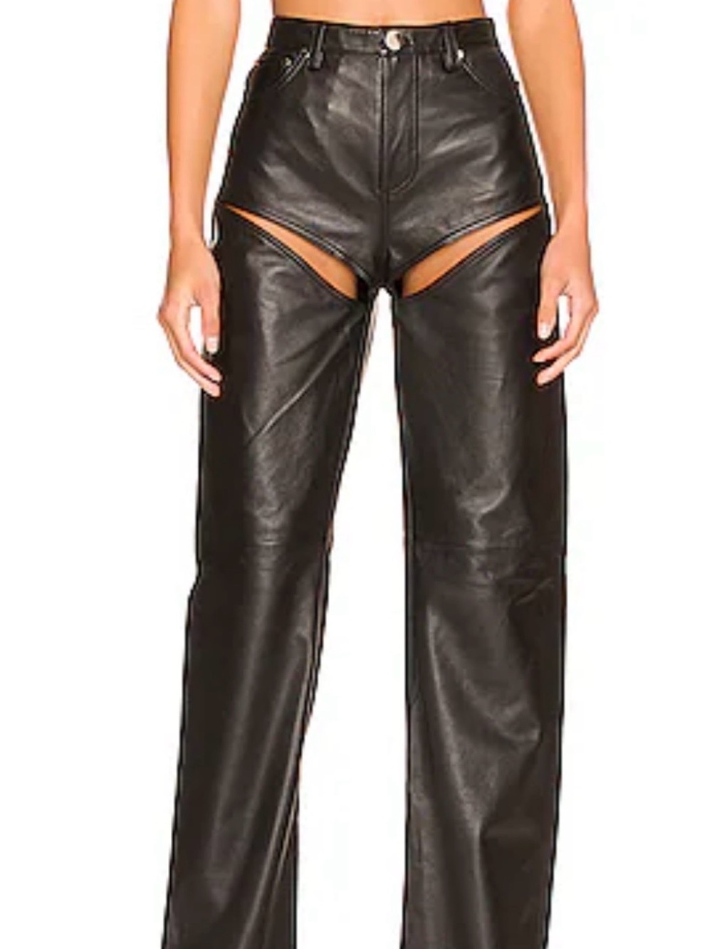 NBD Black High-Rise Cutout Faux Leather- Ari Pant